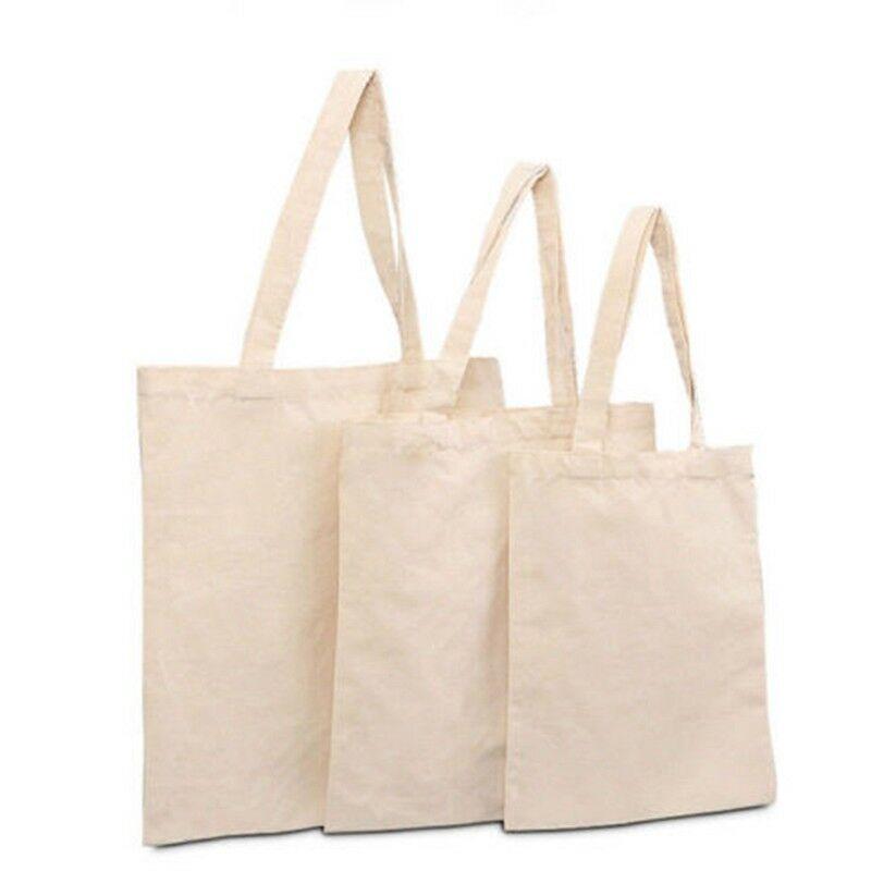 Creamy White Plain High Capacity Cotton Canvas Bag