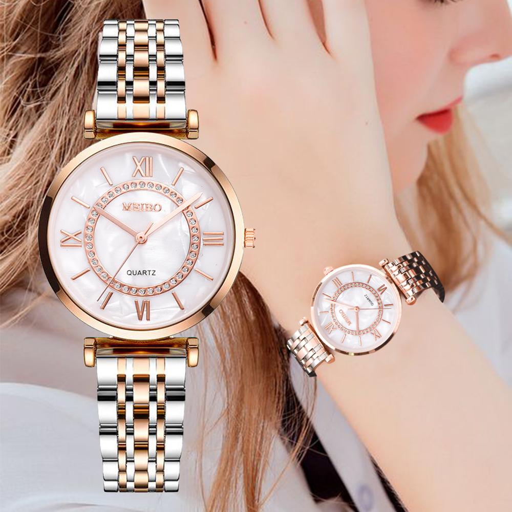 Luxury Crystal Diamond Steel Women Bracelet Watch