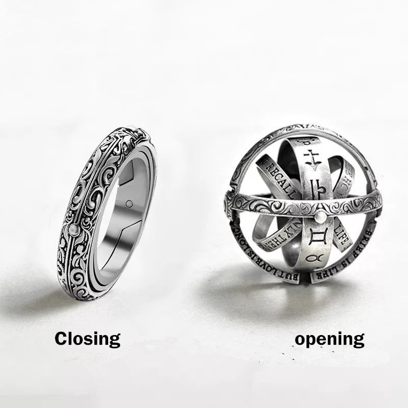 Vintage Astronomical Ball Creative Complex Rotating Cosmic Ring