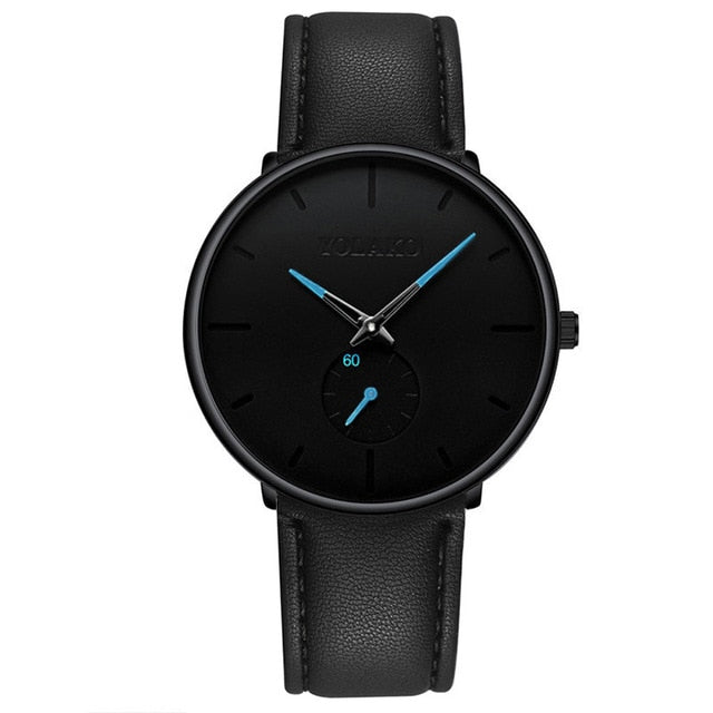 Ultra Thin Minimalist Quartz Stainless Stee Casual Leather Watch