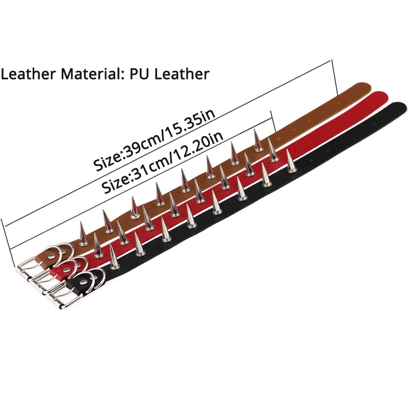 Emo Spike Collar Leather Studded Rivets Chocker Necklace