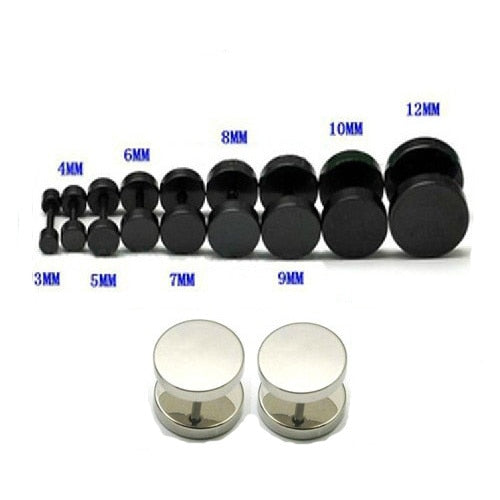 1PC Man Women Barbell Punk Gothic Stainless Steel Ear Studs