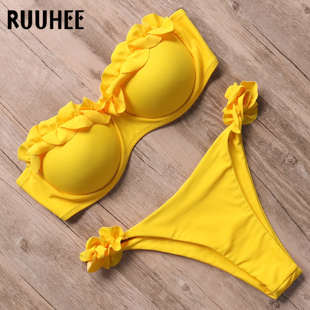RUUHEE Bandeau Bikini Swimwear Women Swimsuit