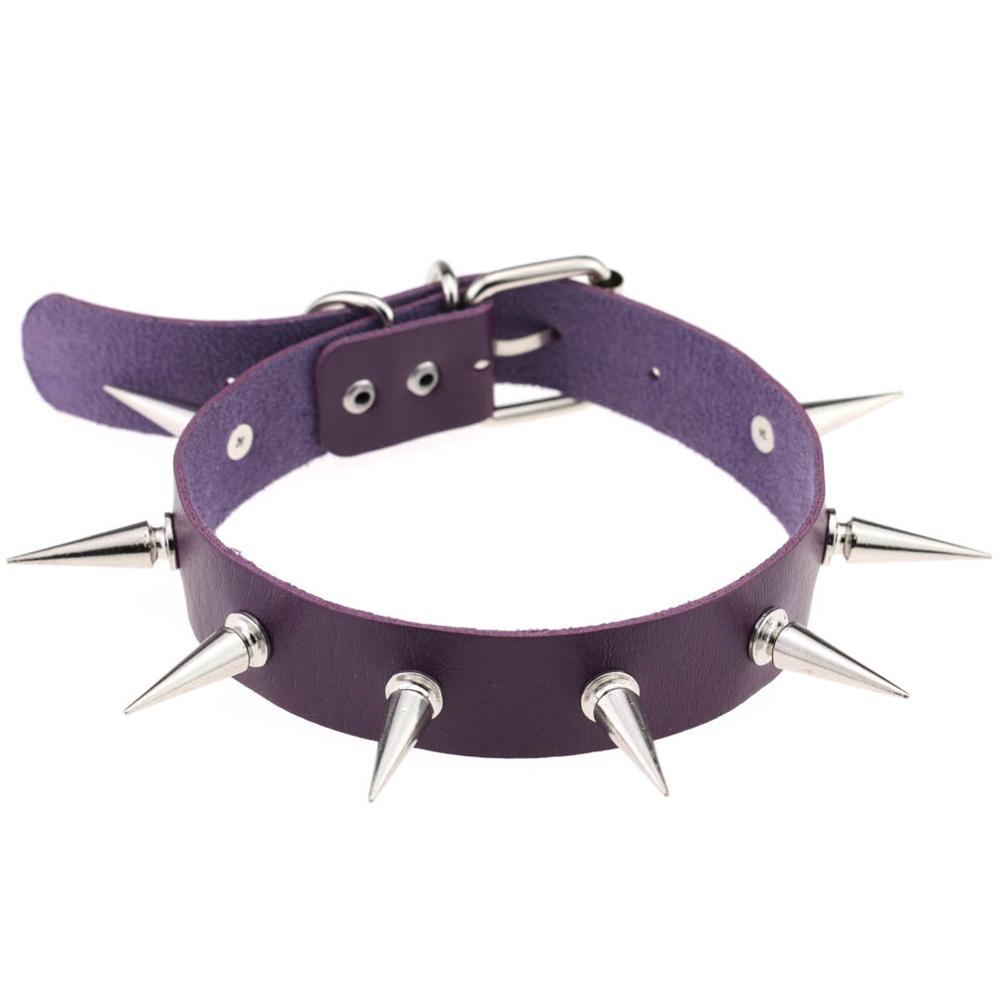 Emo Spike Collar Leather Studded Rivets Chocker Necklace