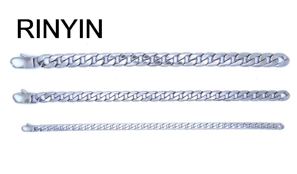 Men Women Stainless Steel Bracelet 6/8/12 mm 8 Inches Curb Chain Vintage