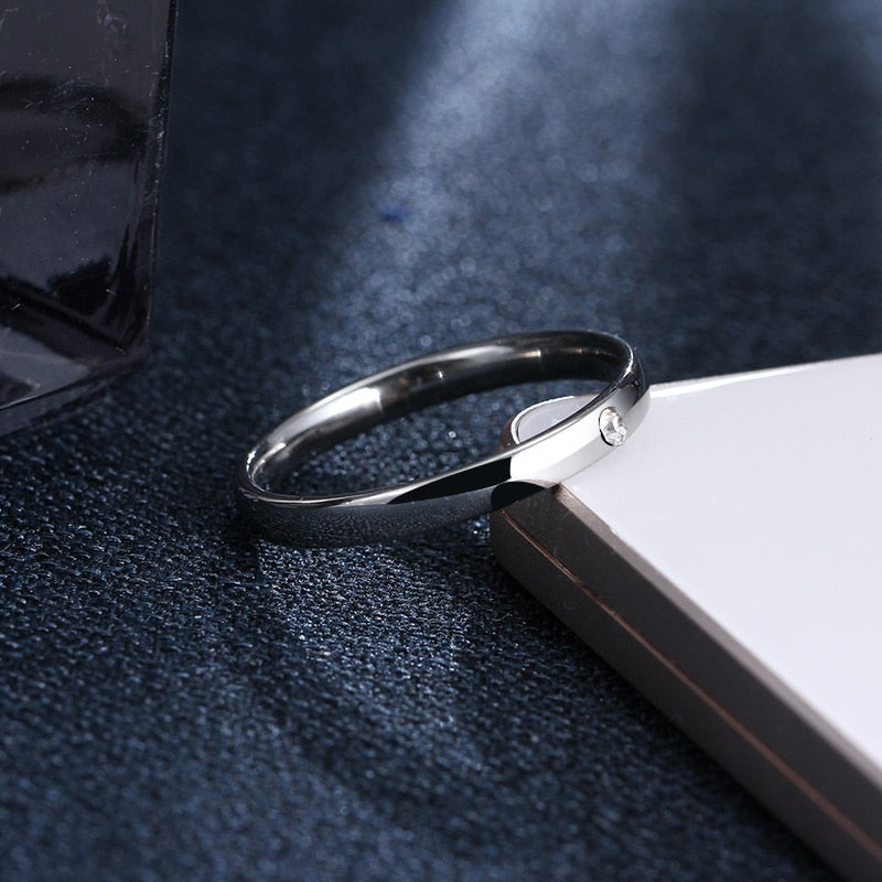 CACANA Stainless Steel Simple One Zircon Ring