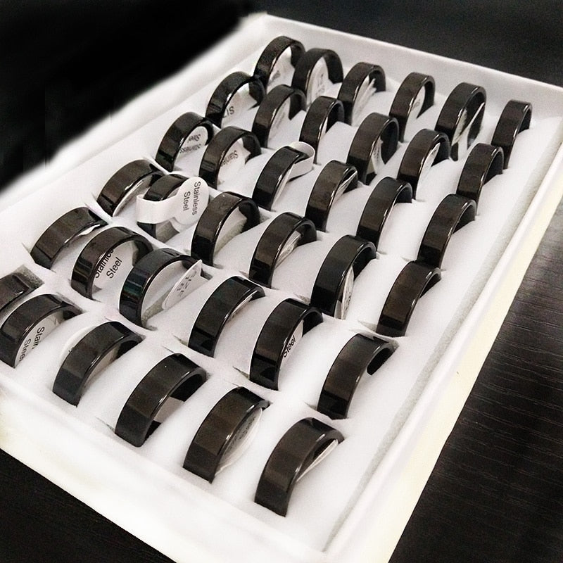 Trendy Stainless Steel Black Ring