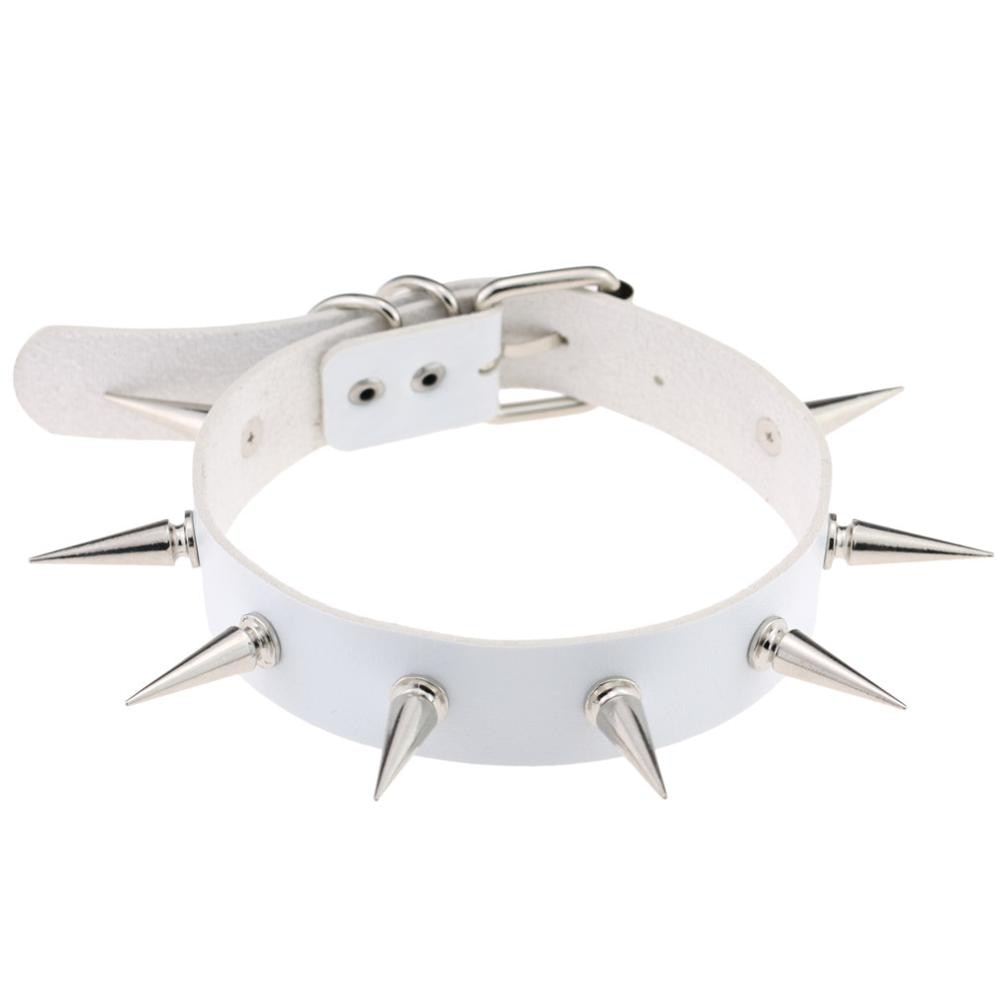 Emo Spike Collar Leather Studded Rivets Chocker Necklace