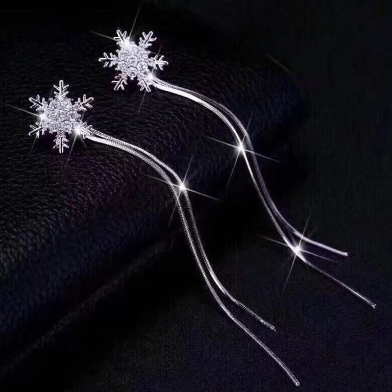 Korean Vintage Glossy Arc Bar Long Tassel Drop Earrings