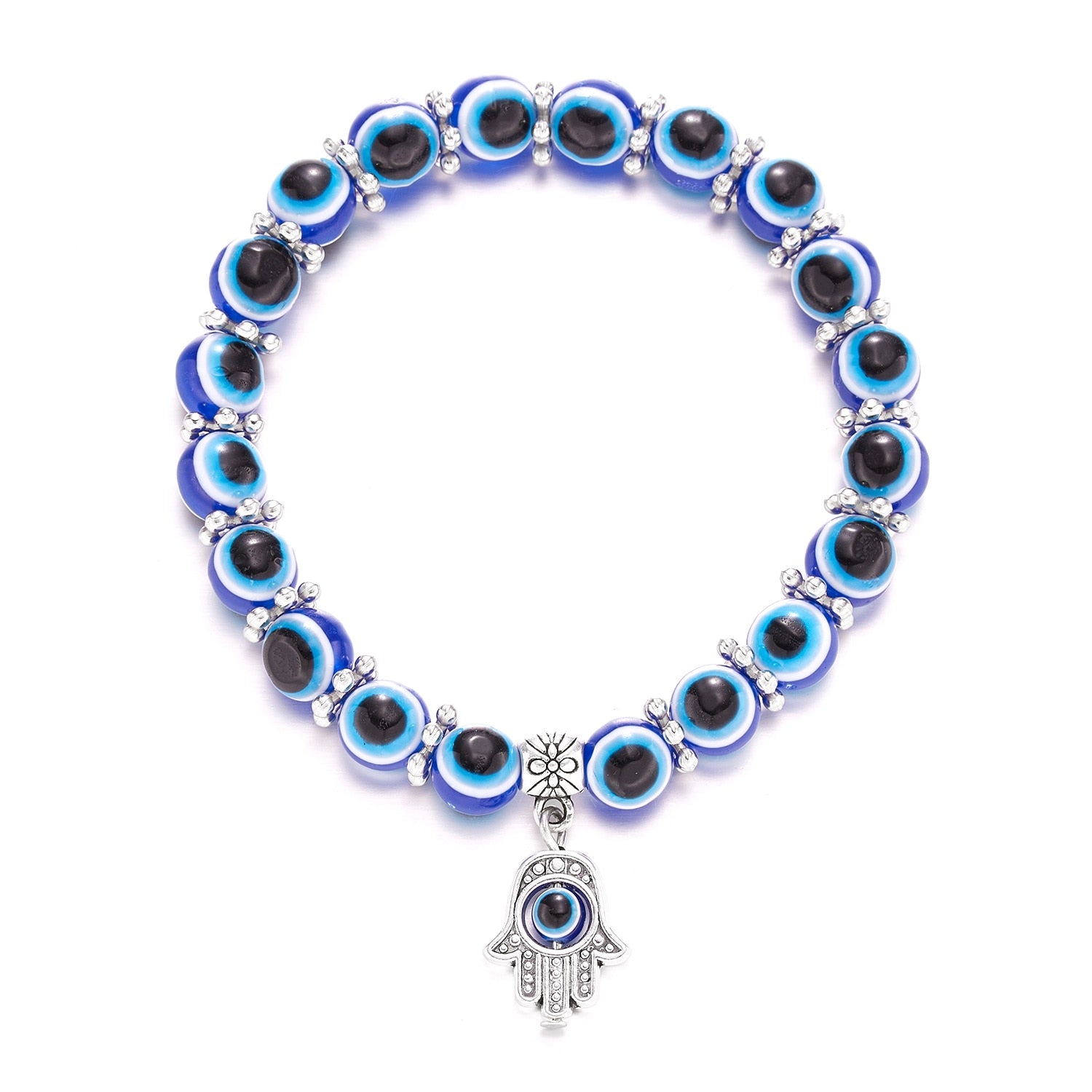 Classic Blue Evil Eyes Palm Butterfly Pendant Bracelet