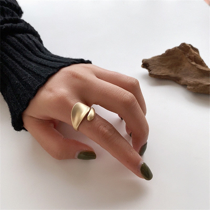 Simple Open Gold Color Adjustable Ring