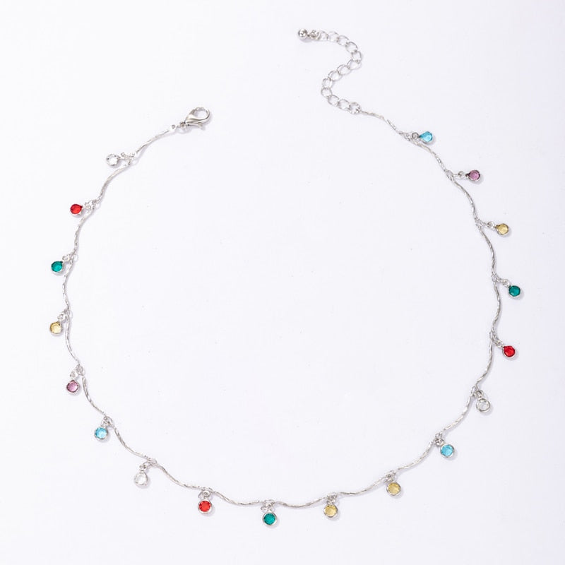 Tocona Bohemian Colorful Tassel Clavicle Chain Beaded Necklace