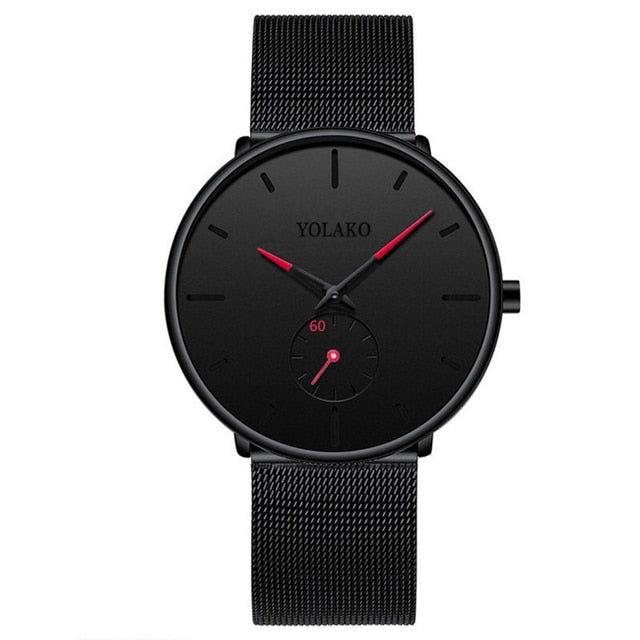 Ultra Thin Minimalist Quartz Stainless Stee Casual Leather Watch