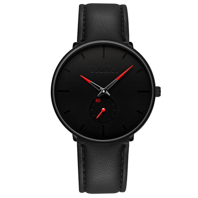Ultra Thin Minimalist Quartz Stainless Stee Casual Leather Watch