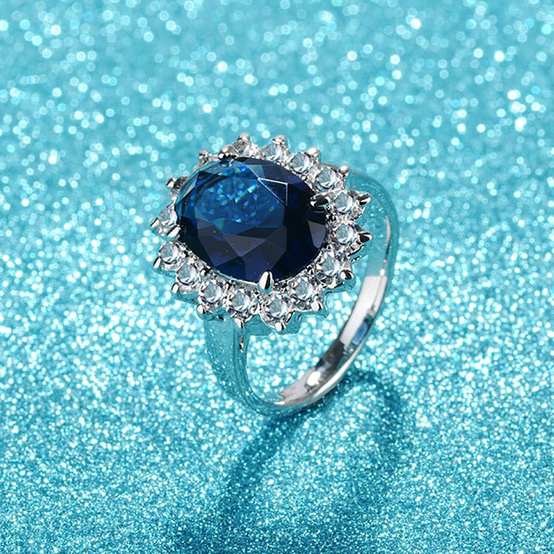 Cellacity Oval Sapphire Gemstones Flower shaped Ring