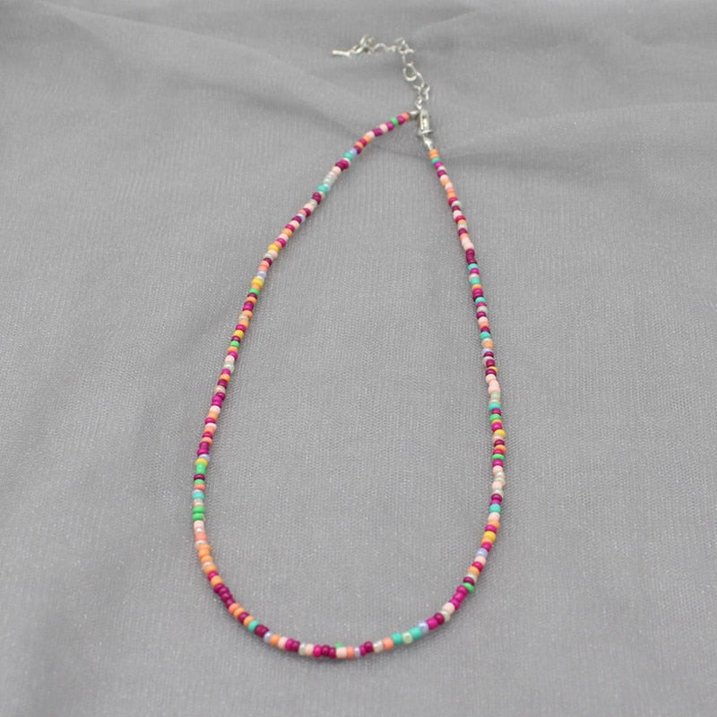 Simple Colorful Seed Beads Strand Choker Necklace