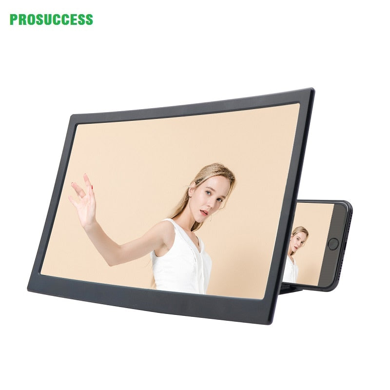 L6 12 inch Curved Phone Screen Amplifier HD 3D Video Mobile Phone Magnifying Glass Stand Bracket Foldable Phone Holder Projector