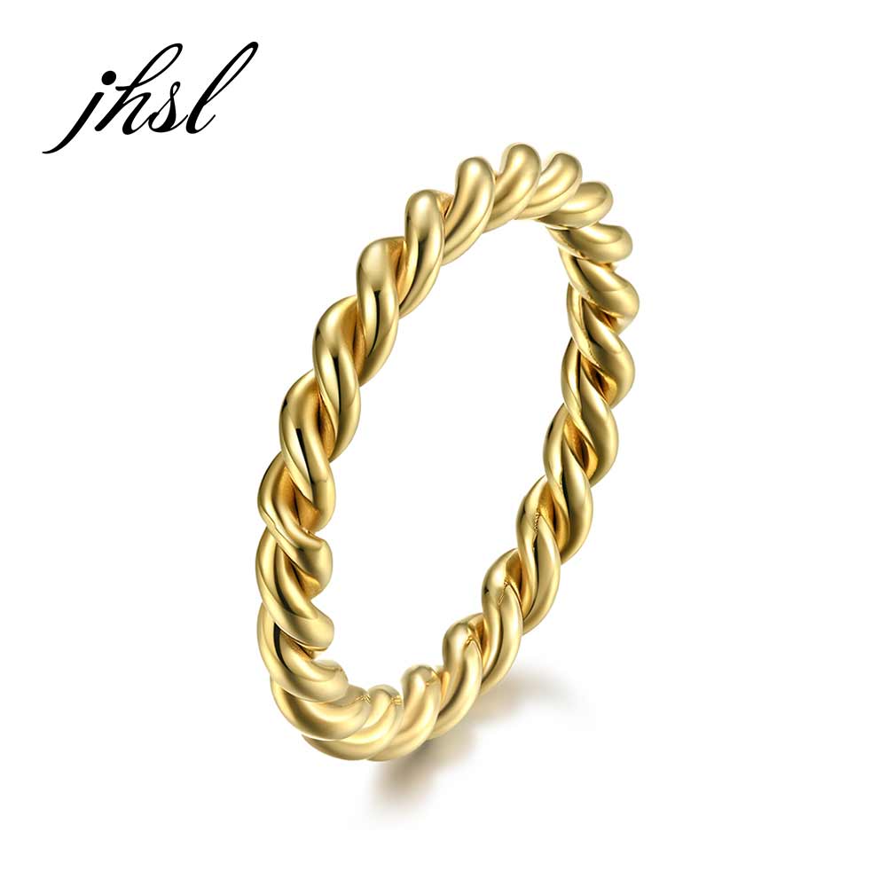 3mm thick Black Small Rose Gold Color Stainless Steel Twisted Ring