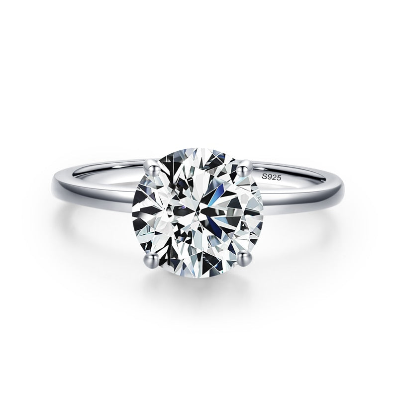 Ailmay Luxury Cutting Clear CZ Solid 925 Sterling Silver Classic Finger Ring