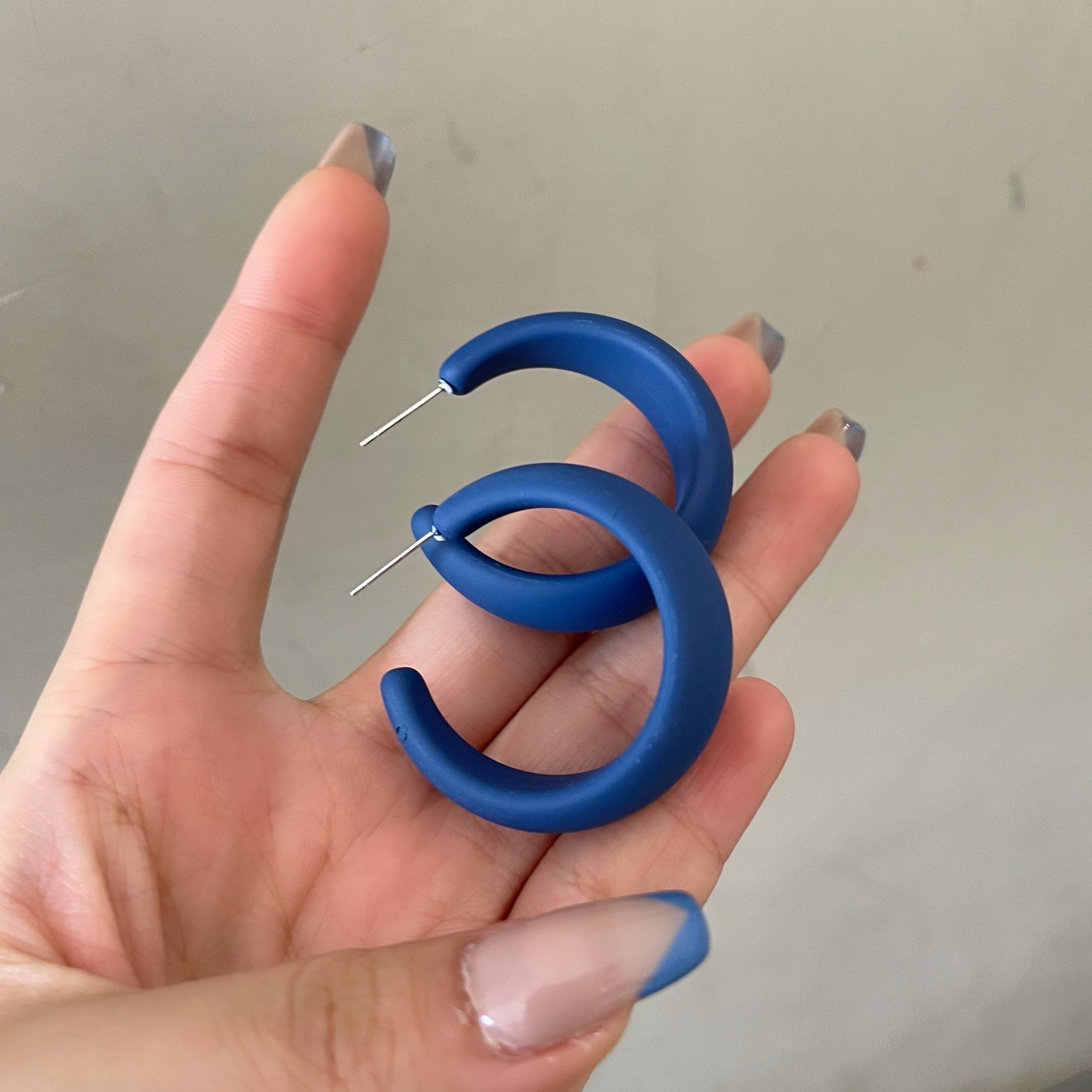 Korean style candy colors C-shaped earrings