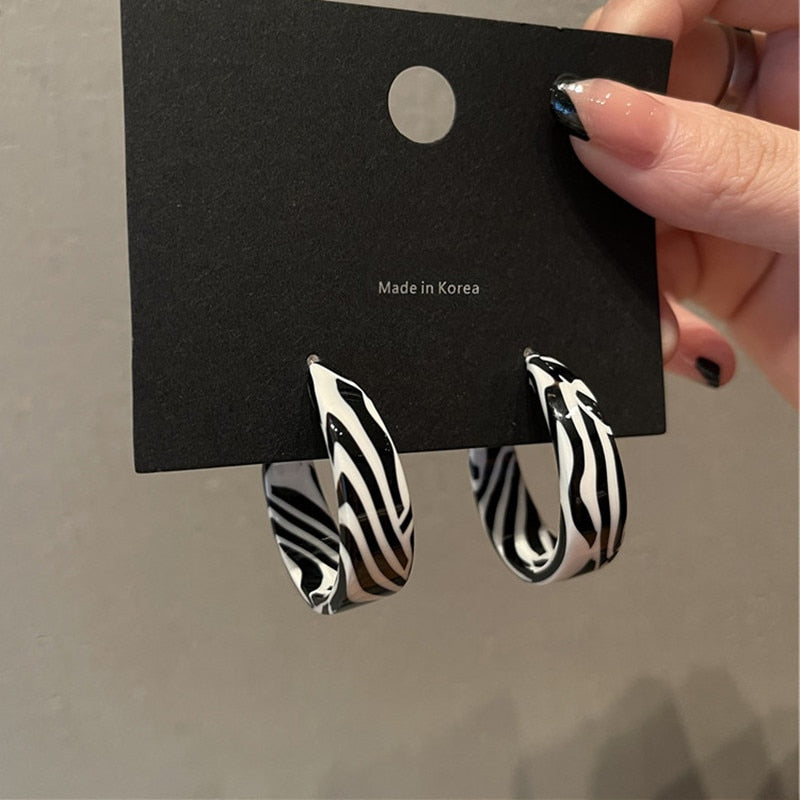 Zebra Pattern Acrylic Earrings