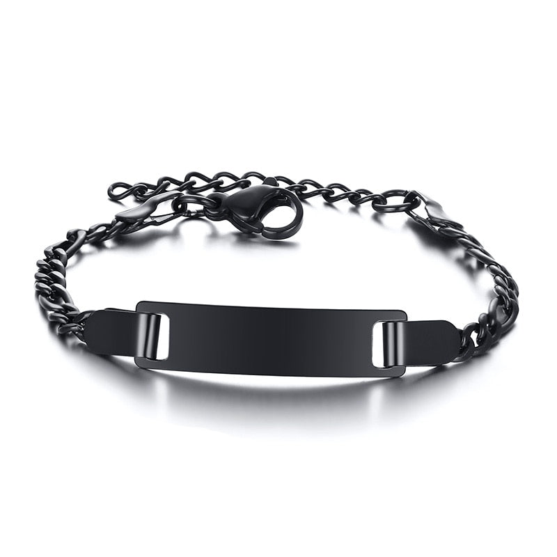 Personalize Baby Name Chain Smooth Bangle Link Gold Tone Bracelet