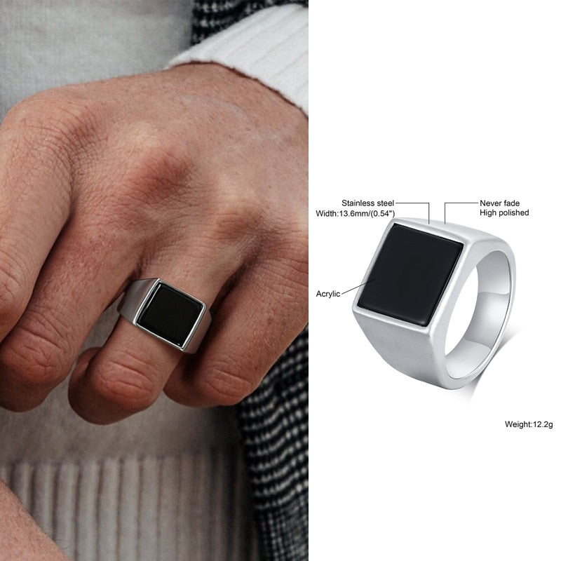 Square Signet Stainless Steel Ring