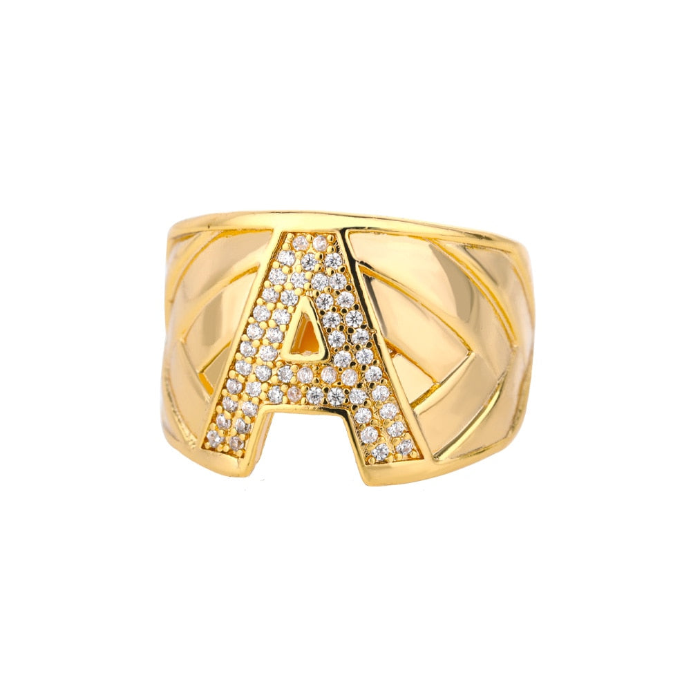 Adjustable Stainless Steel Alphabet Name Initials Ring