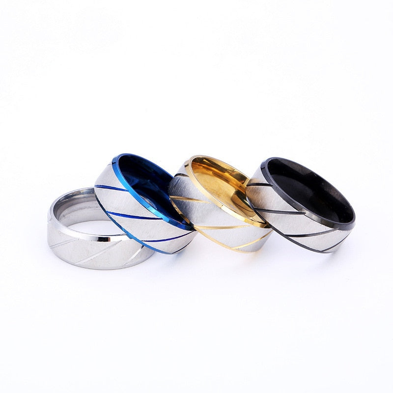Golden Wave Pattern Wedding Infinite Ring Titanium Steel