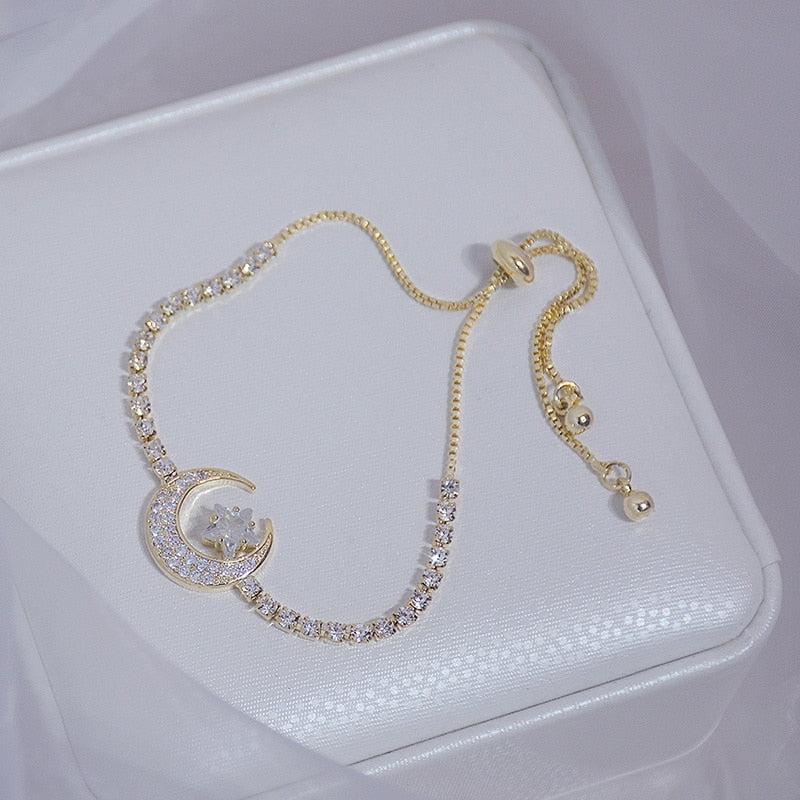 Korean New Luxury Crystal Flower Cubic Zirconia Pendant Bracelet