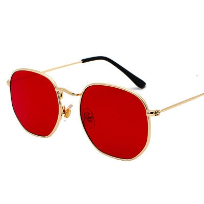 Metal Frame Hexagon Sun Glasses
