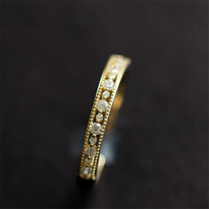 925 Sterling Silver Plating Pavé Crystal Hollow Ring