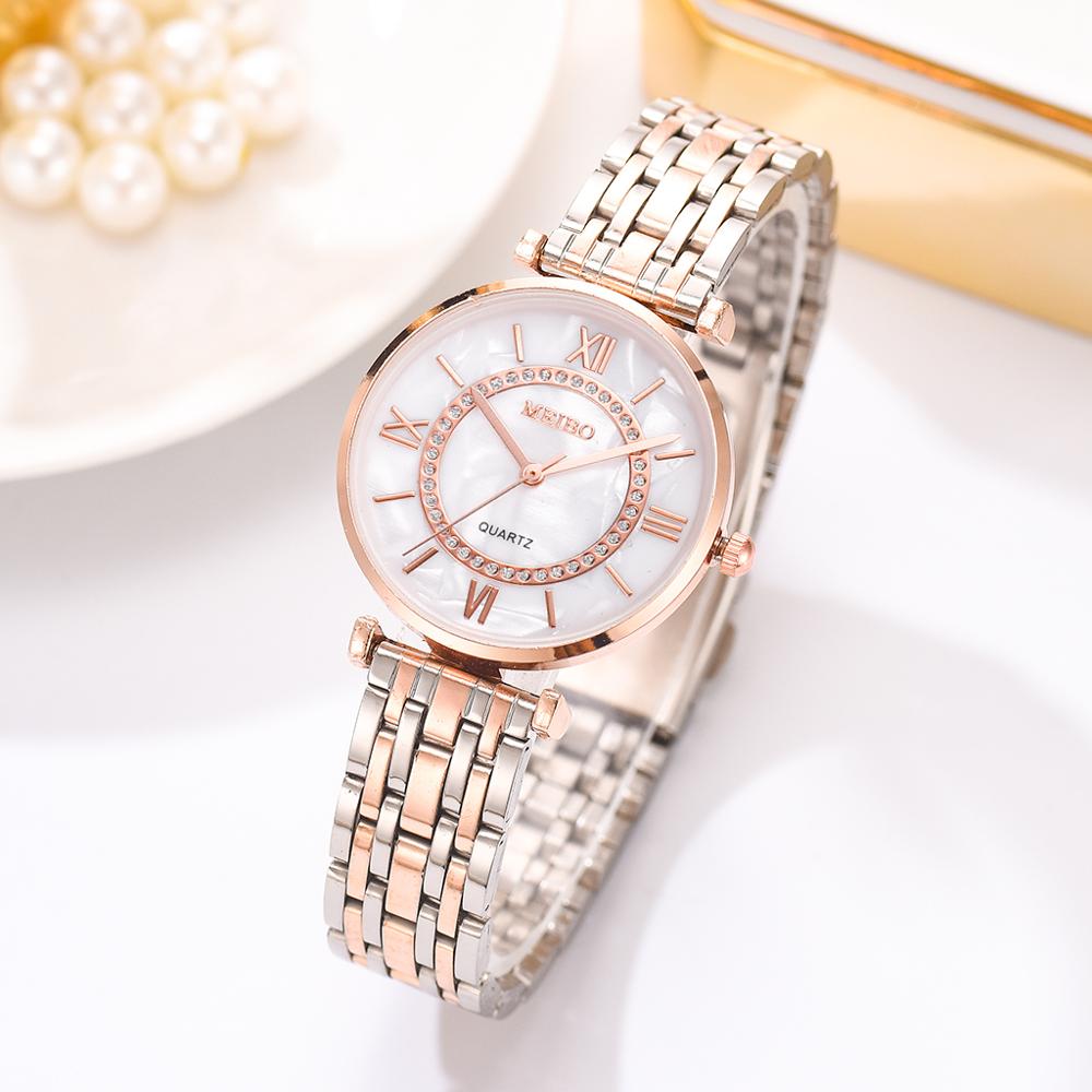 Luxury Crystal Diamond Steel Women Bracelet Watch