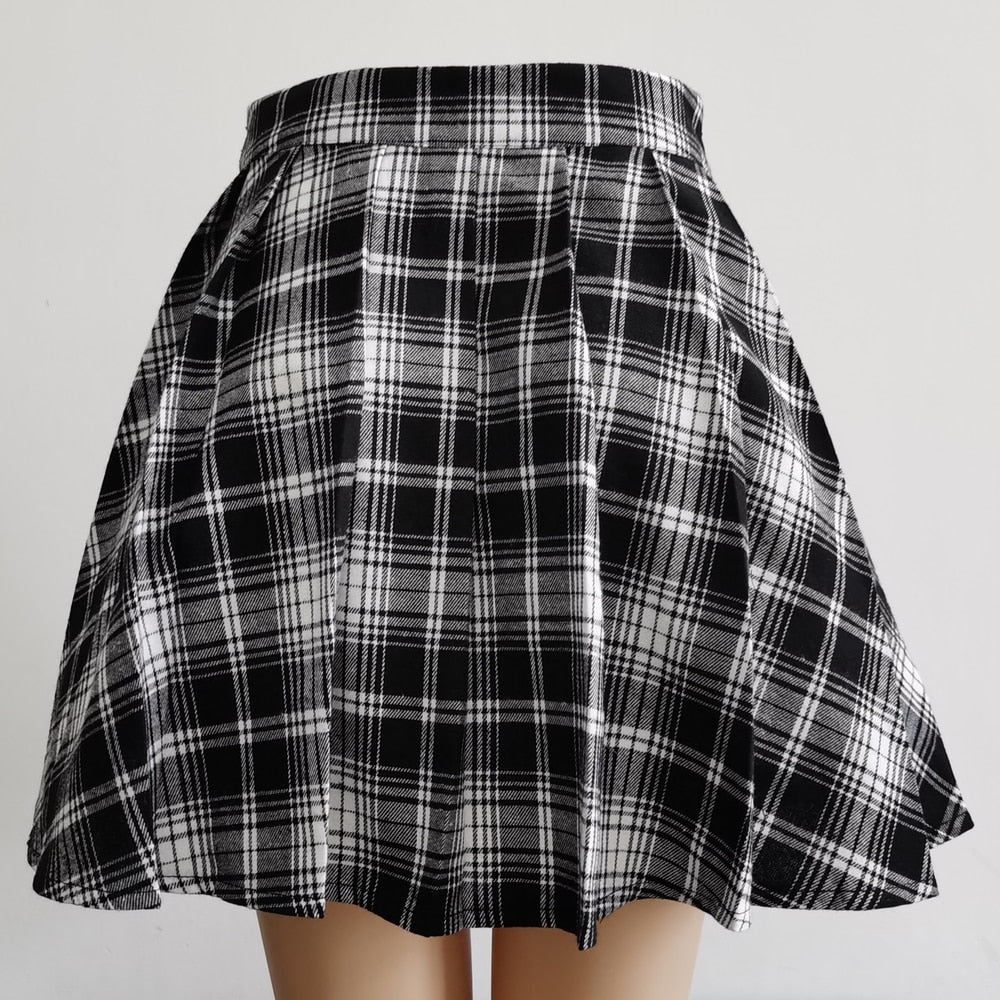 Irregular Asymmetric Cutout High Waist Mini Pleated Skater Skirt