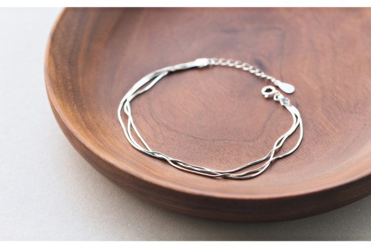 Simple layer Bracelets For Women Silver