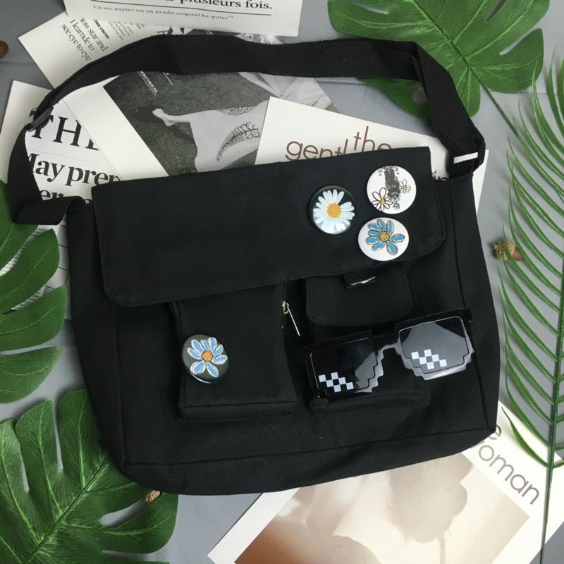 Solid Color Canvas Diagonal Cross Bag