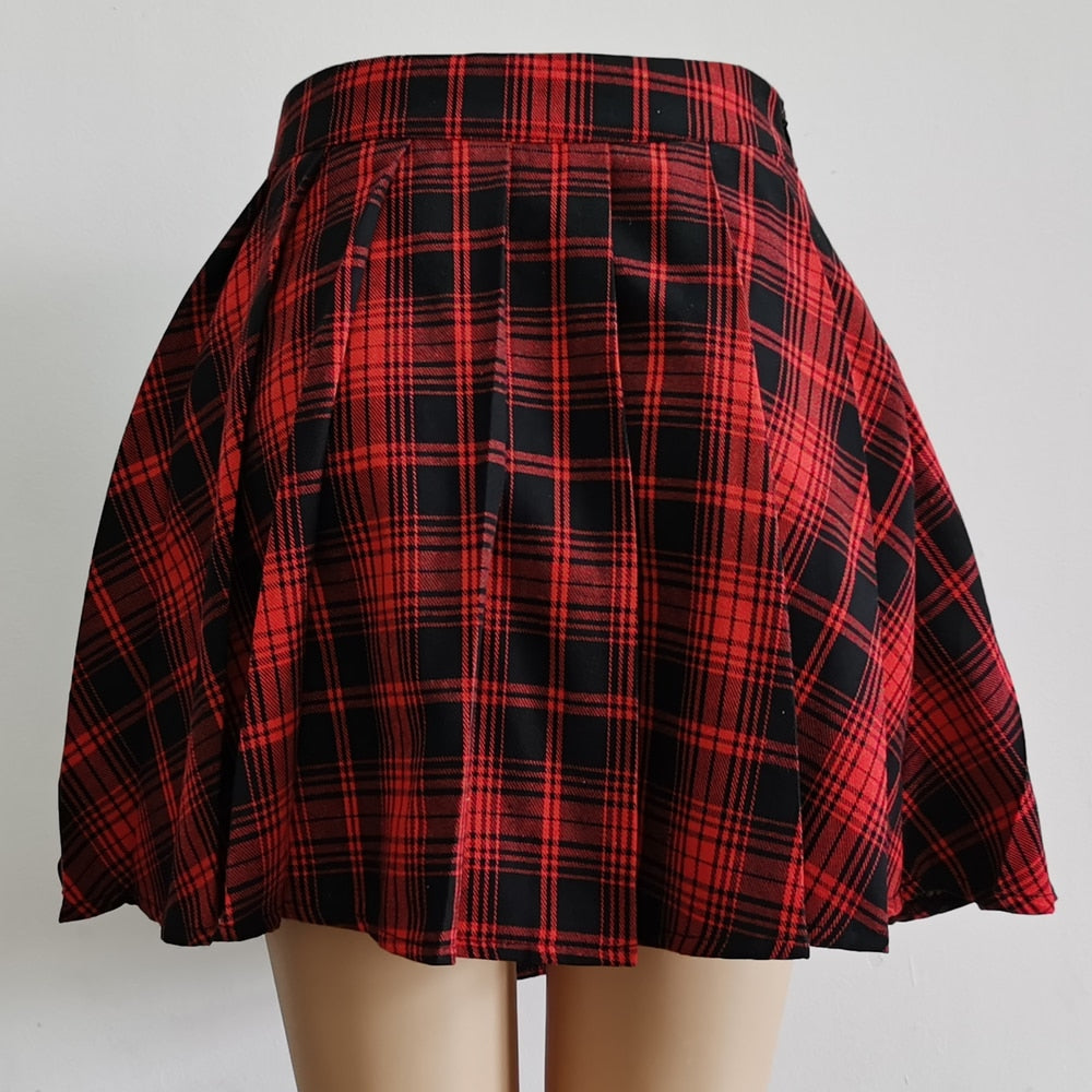 Irregular Asymmetric Cutout High Waist Mini Pleated Skater Skirt