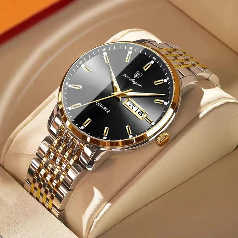 Luxury Push Button Hidden Clasp Waterproof Luminous Wrist Watches