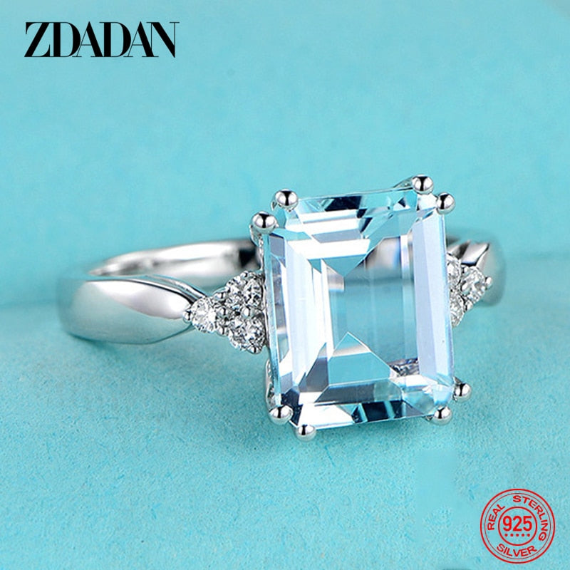 Sterling Silver Fashion Aquamarine Gemstone Ring