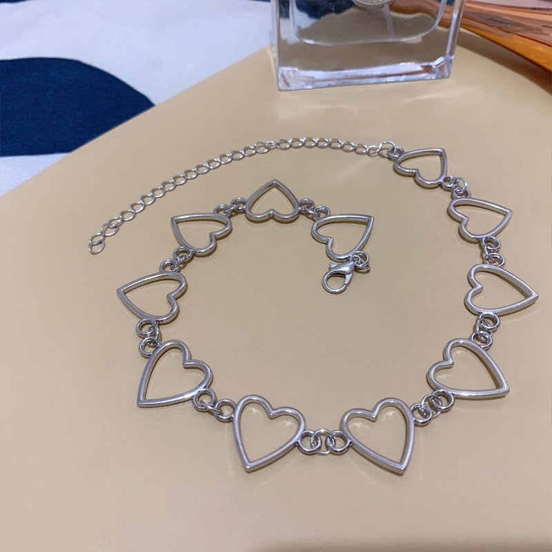 Hollow Korean Sweet Love Heart Choker Necklace