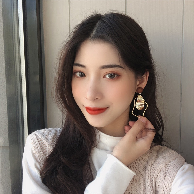 Shell Acetate Geometric Irregular Enamel Stud Earrings