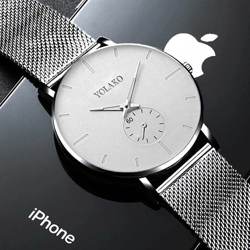 Ultra Thin Minimalist Quartz Stainless Stee Casual Leather Watch