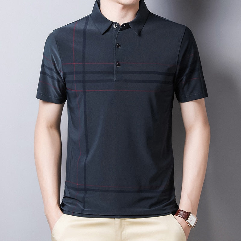 Ymwmhu Fashion Striped Slim Men Polo Shirt
