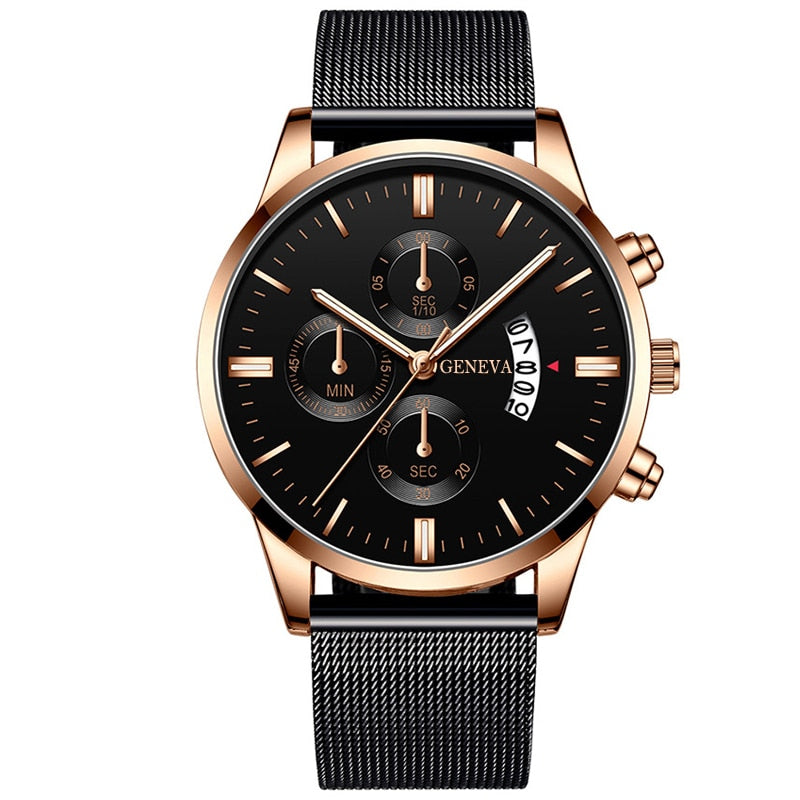 Men's Stainless Steel Mesh Belt Analog Quartz Watch