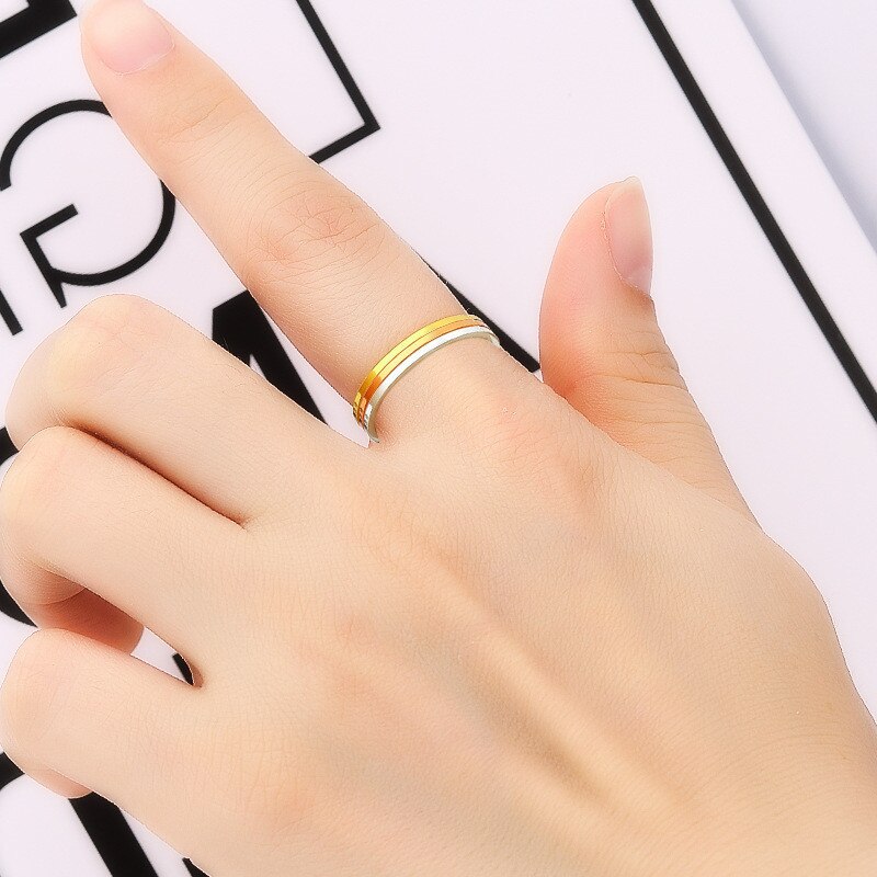 Simple 1MM Thin Stainless Steel Couple Ring