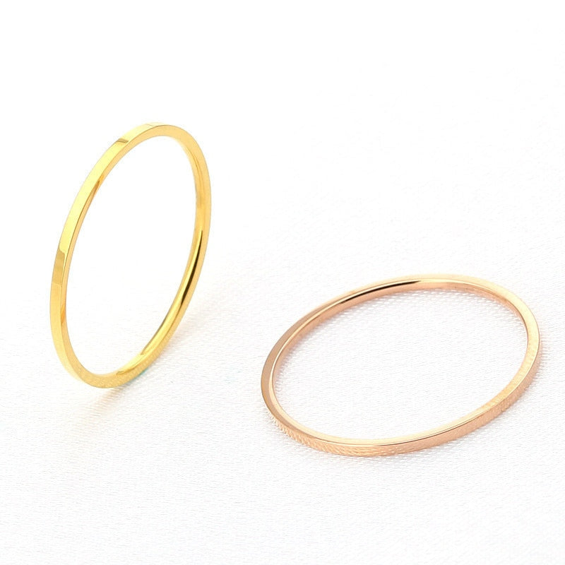 Simple 1MM Thin Stainless Steel Couple Ring