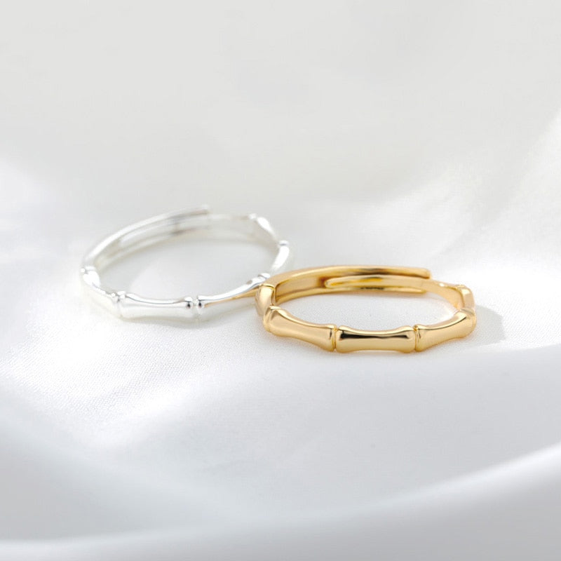 Stainless Steel Bamboo Joint Rings Open Adjustable