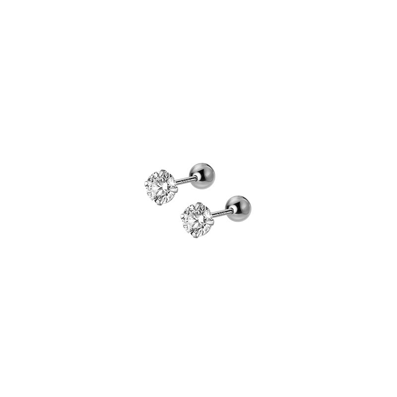 WANTME Luxury Round Zircon Simple Bead Stud Earrings