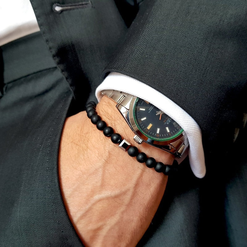 Simple Classic Stone Bead Bracelet For Men