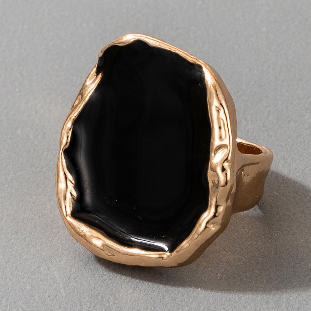 Tocona Bohemian Black Stone Gold Ring for Women